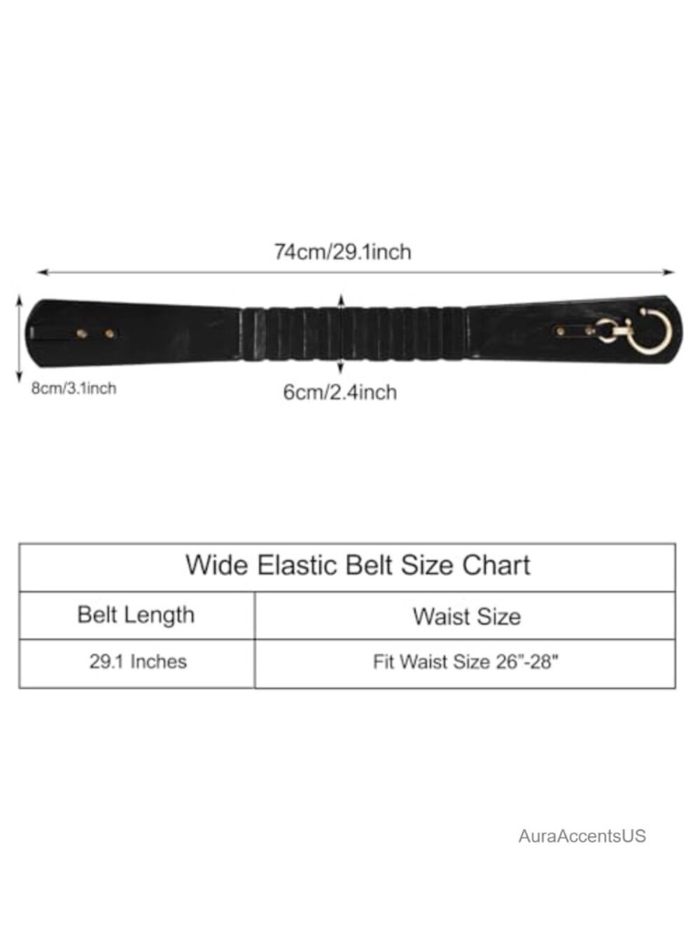 Vintage Wide Elastic Stretch Waist Belt with Interlock Buckle - Picture 2 of 6